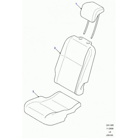 Land rover garniture dossier de siege arrière Defender 90, 110, 130 (LR011990)