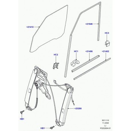 Land rover caoutchouc etancheite glace descend. Range L322 (LR012116)