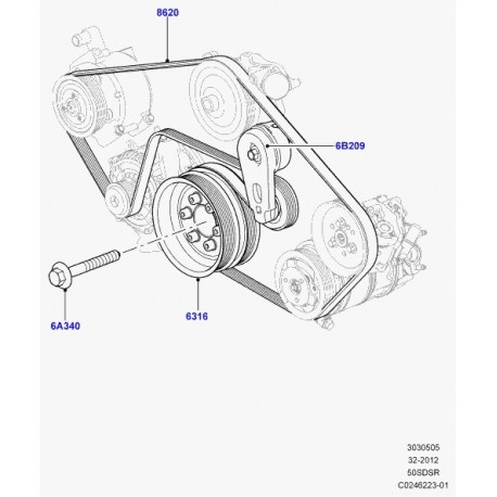 Land rover courroie trapezoidale Range Sport (LR012625)