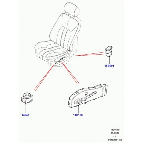 Land rover commutateur reglage electrique siege Range L322 (LR013157)