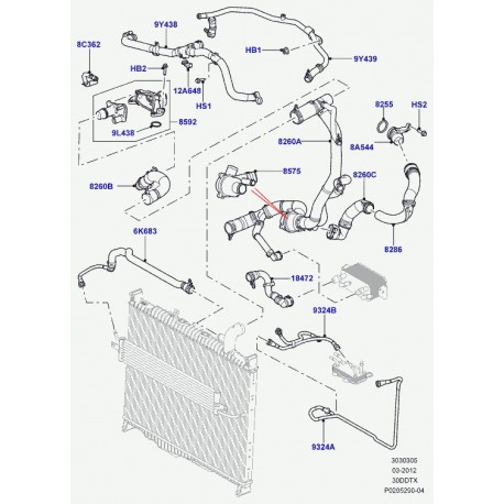 Land rover tube de liaison Range Sport (LR013165)