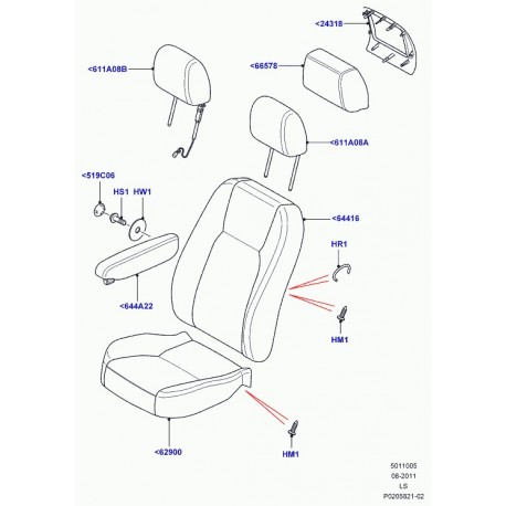 Land rover garnissage coussin de siege Discovery 3 (LR013213)