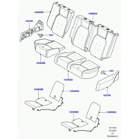 Land rover matelassure coussin de siege arrière Discovery 3 (LR013295)