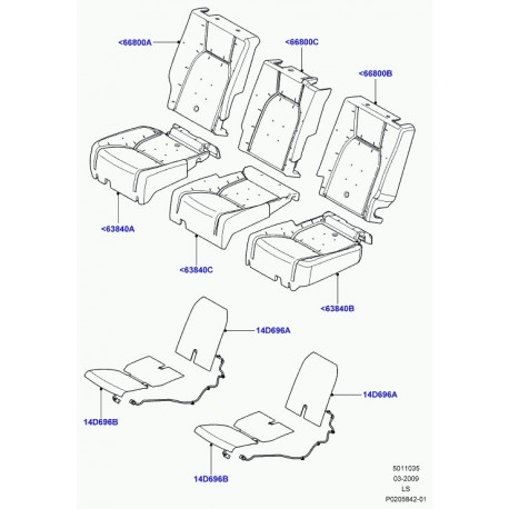 Land rover matelassure coussin de siege arrière Discovery 3 (LR013296)