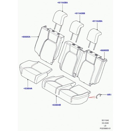 Land rover garniture dossier de siege arrière Discovery 3 (LR013307)