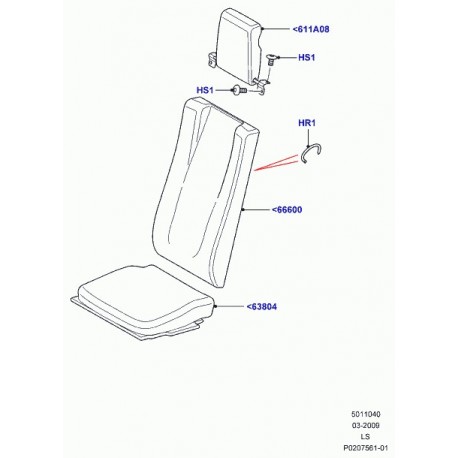 Land rover garniture dossier de siege arrière Discovery 3 (LR013324)