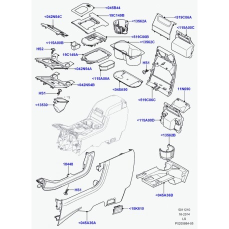 Land rover couverture panneau avant de console Discovery 3 (LR013452)