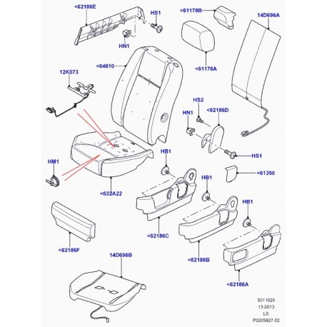 Land rover coussin dossier de siege Discovery 3 (LR013552)