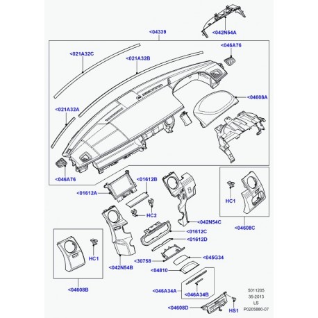 Land rover obturateur tablier Discovery 3 (LR013639)