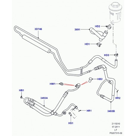 Land rover tuyau flex.- reservoir a pompe Range Sport (LR013796)