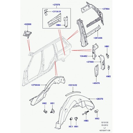 Land rover fixation montant Range L322 (LR013912)