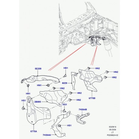 Land rover support frein-moteur Discovery 3, Range Sport (LR014102)