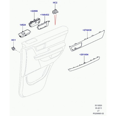 Land rover encadrement contacteur de porte Discovery 3, Range Sport (LR014128)