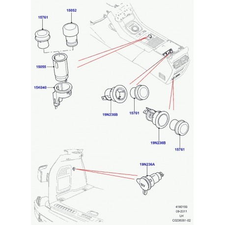 Land rover obturateur Discovery 3, Evoque (LR014221)