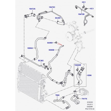 Land rover support flexible refroidissement Range Sport (LR014313)