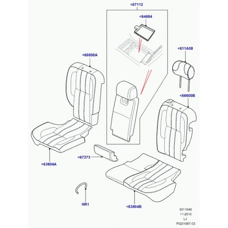 Land rover garniture coussin de siege arrière Range L322 (LR014498)