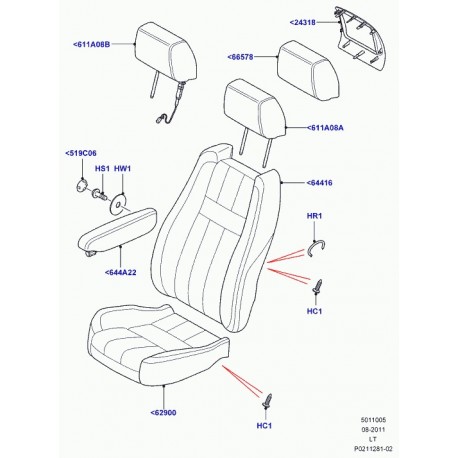 Land rover garnissage coussin de siege Range Sport (LR014608)