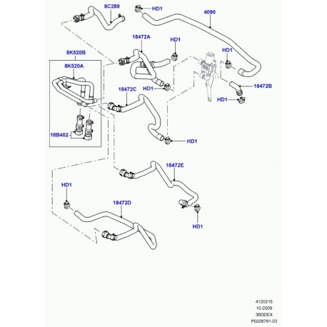 Land rover tuyau flexible d'evacuation d'air Range L322 (LR014616)