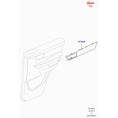 Land rover garnissage superieur de porte Range Sport (LR014656)