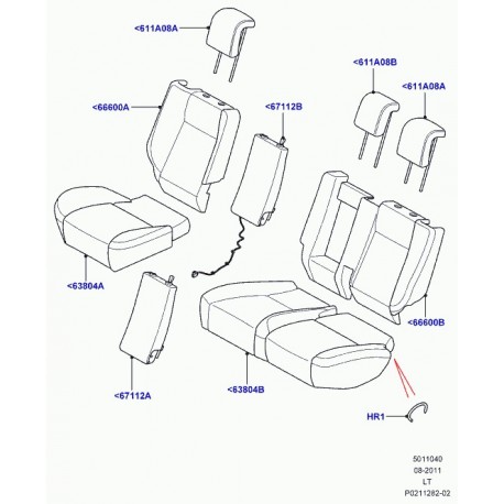 Land rover garniture coussin de siege arrière Range Sport (LR014855)