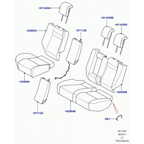 Land rover garniture dossier de siege arrière Range Sport (LR014907)