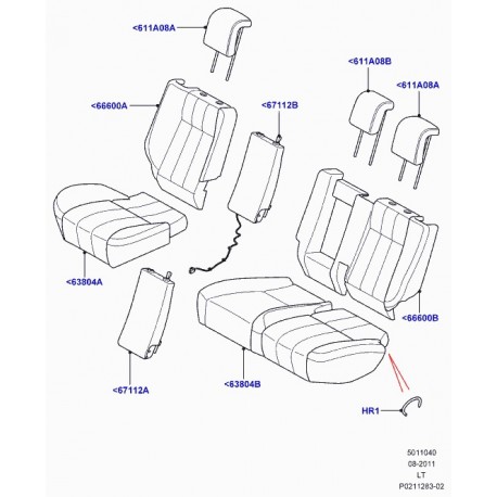 Land rover garniture dossier de siege arrière Range Sport (LR014944)