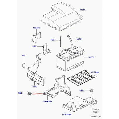 Land rover couvercle boitier de batterie Discovery 3, Range Sport (LR015119)