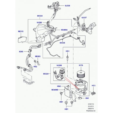 Land rover tuyau de retour de combustible Range Sport (LR015421)