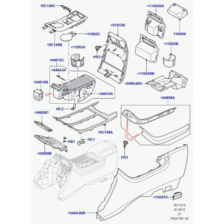 Land rover garnissage console de plancher Discovery 3, Range Sport (LR015492)