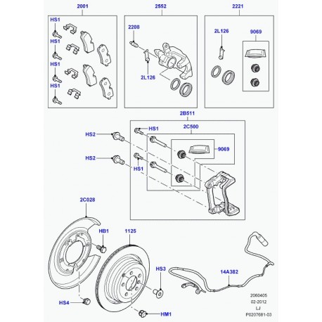 Land rover jeu de joints-etrier Discovery 4,  Range L322,  Sport (LR015520)