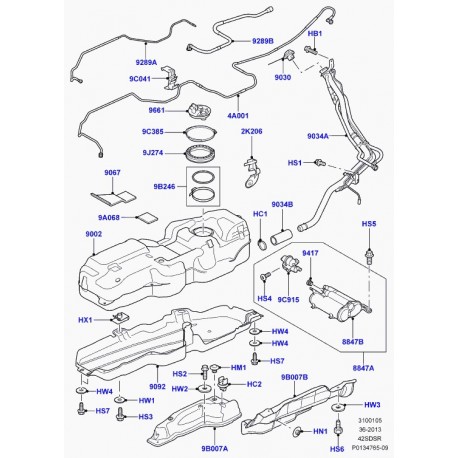 Land rover tuyau de combustible Range Sport (LR016288)