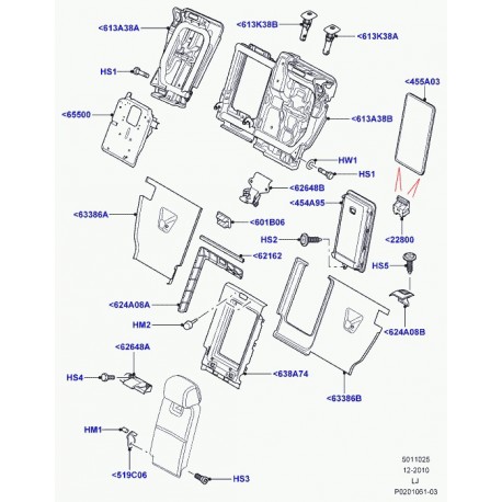 Land rover moquette dossier de siege arrière Range L322 (LR016326)