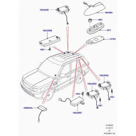 Land rover antenne Discovery 3, Range Sport (LR016364)