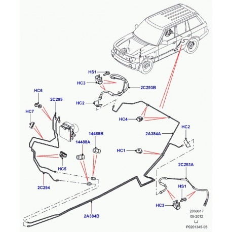 Land rover tuyau de frein Range L322 (LR016902)