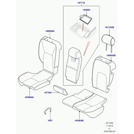 Land rover garniture dossier de siege arrière Range L322 (LR017101)