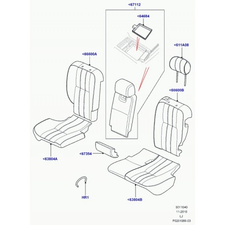 Land rover garniture dossier de siege arrière Range L322 (LR017123)