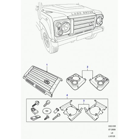 Land rover grille de radiateur Defender 90, 110, 130 (LR017447)