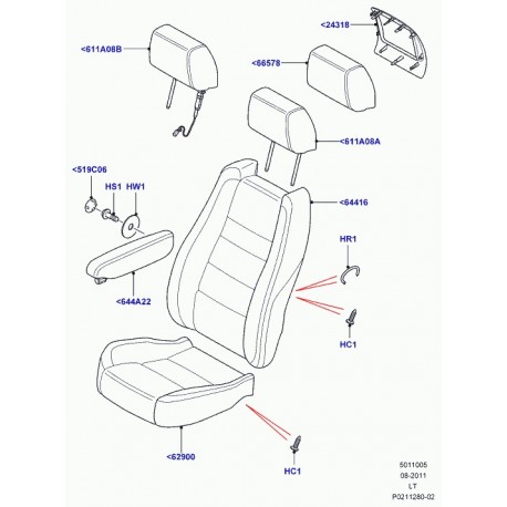 Land rover garniture matelassure repose tete Range Sport (LR017832)