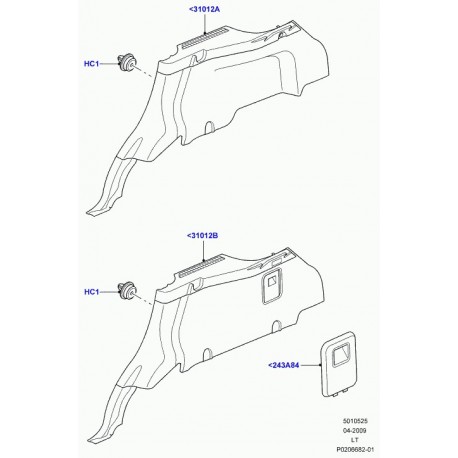 Land rover panneau de garnissage de custode Range Sport (LR018000)