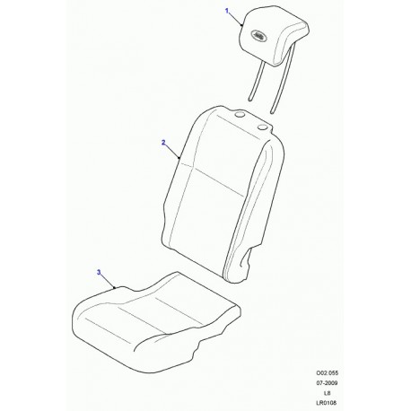 Land rover garniture dossier de siege arrière Defender 90, 110, 130 (LR018114)