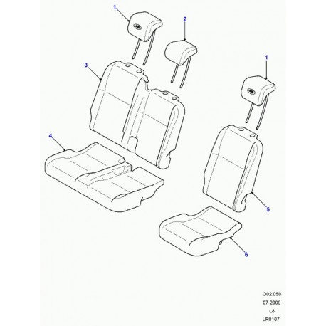 Land rover garniture dossier de siege arrière Defender 90, 110, 130 (LR018121)