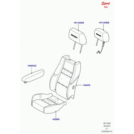 Land rover garnissage coussin de siege Range Sport (LR018894)