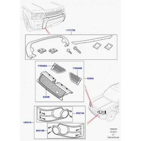 Land rover grille entree d'air Range Sport (LR019283)