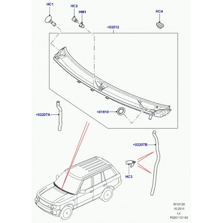 Land rover tuyau flexible d'ecoulement d'eau Range L322 (LR019738)