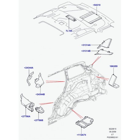 Land rover garniture insonorisation pavillon Discovery 3, Range Sport (LR020544)