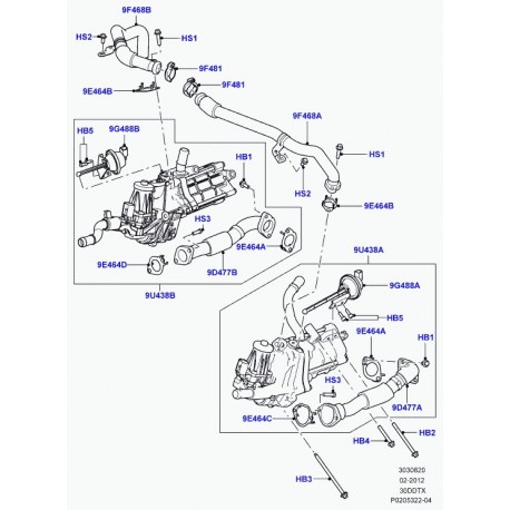 Land rover tuy.-soup. recyc. gaz/coll. echap Range Sport (LR020548)