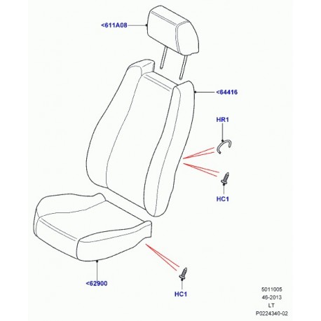 Land rover garnissage coussin de siege Range Sport (LR020578)