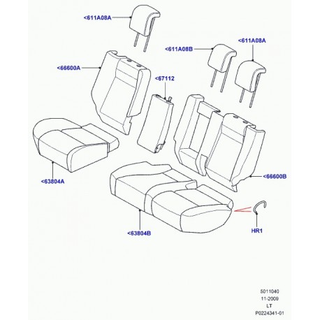 Land rover garniture dossier de siege arrière Range Sport (LR020584)