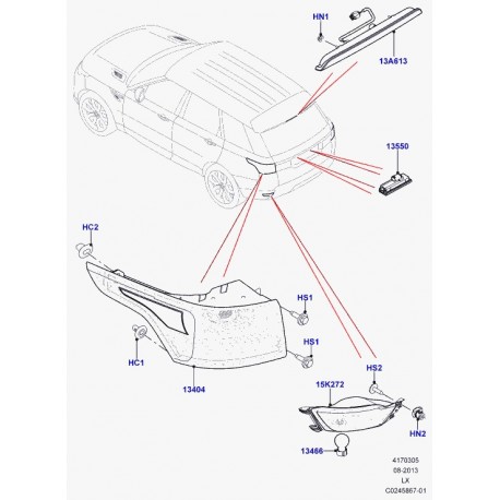 Land rover ecrou six pans a collet Evoque et Range L322,  Sport (LR020809)