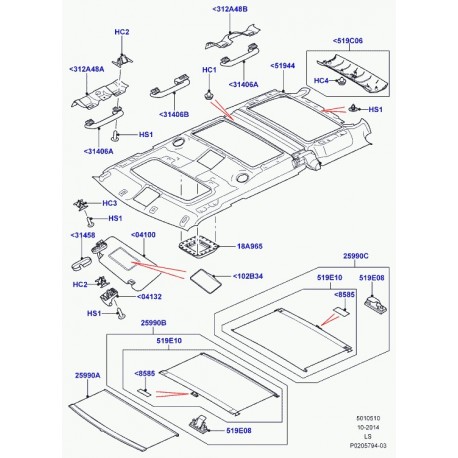 Land rover garnissage de pavillon Discovery 3 (LR021418)